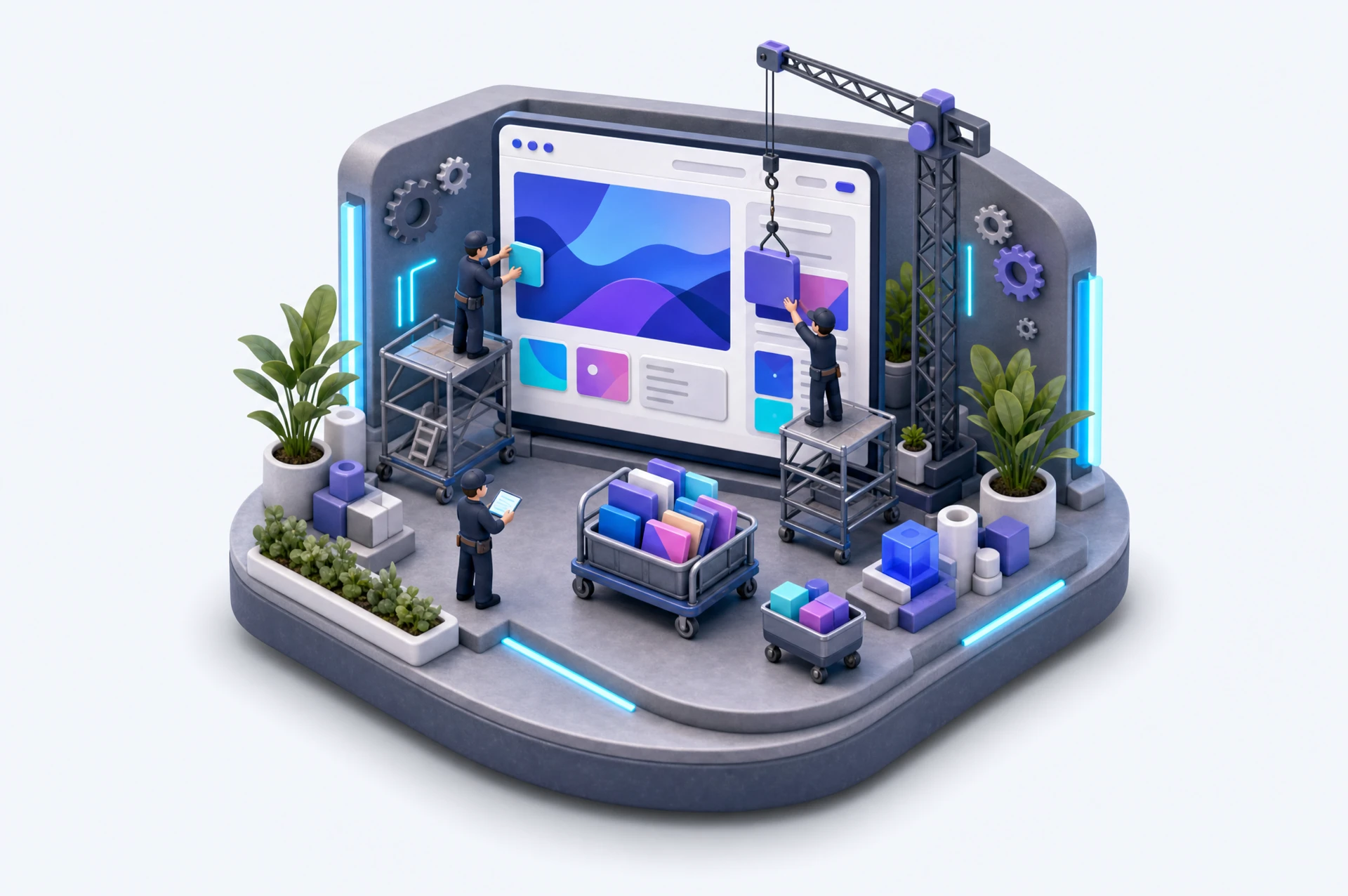 Illustration einer Website im Aufbau